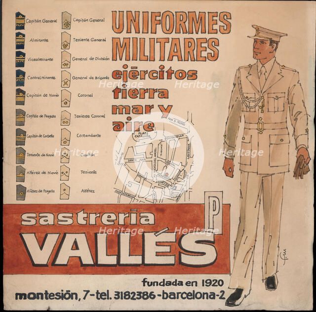 Billboard of Sastrería Vallés (tailoring), Barcelona, 1920s.