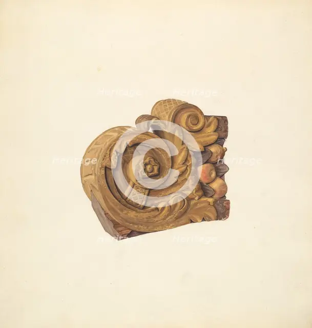 Billethead from a Rockport Schooner, c. 1938. Creator: Betty Fuerst.