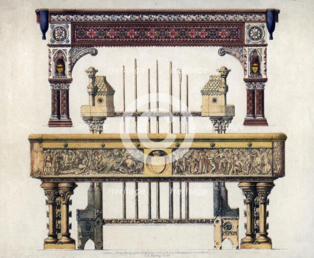 Billiard tables, 19th century.Artist: John Burley Waring