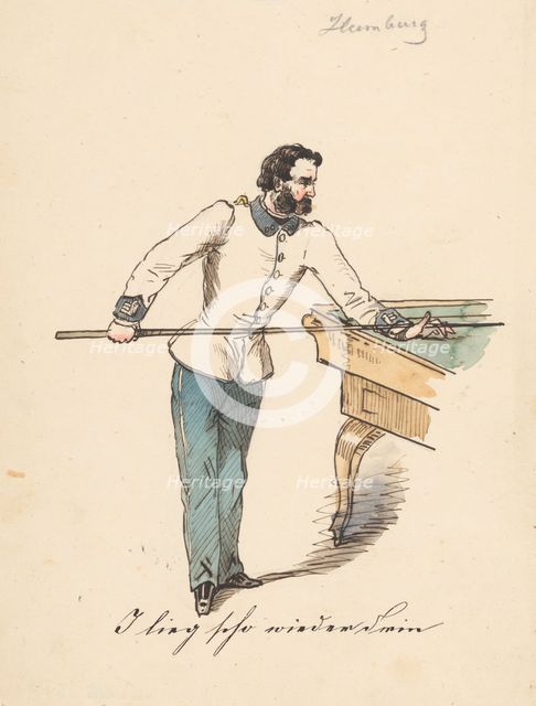 Billiards, 1850-1860. Creator: Friedrich Carl von Scheidlin.
