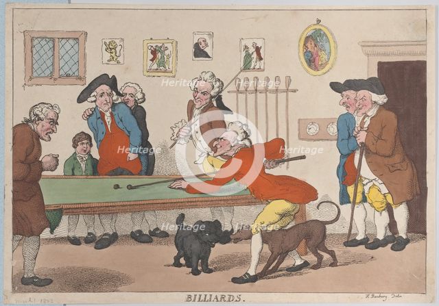Billiards, March 1, 1803., March 1, 1803. Creator: Thomas Rowlandson.