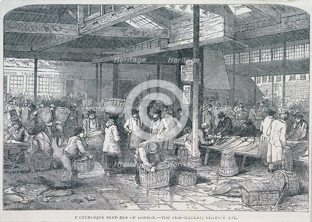 Billingsgate Market, London, 1849. Artist: Henry Vizetelly