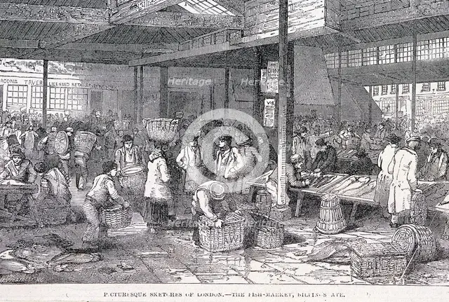 Billingsgate Market, London, 1814. Artist: James B Allen
