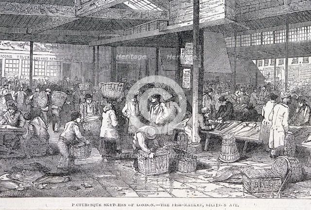 Billingsgate Market, London, 1814. Artist: James B Allen