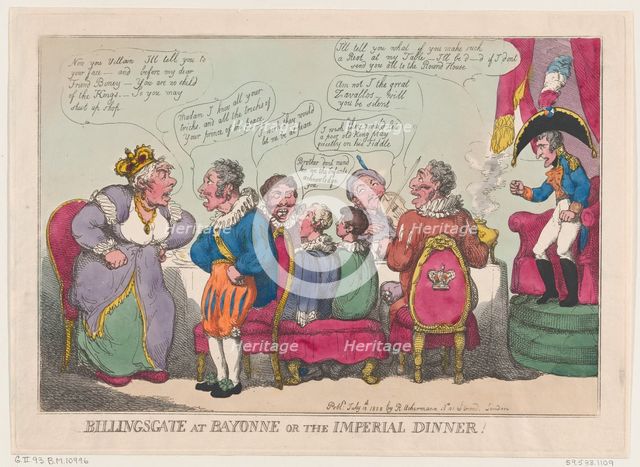 Billingsgate at Bayonne, or The Imperial Dinner!, July 10, 1808., July 10, 1808. Creator: Thomas Rowlandson.