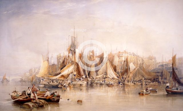 'Billingsgate, First Day of Oysters, Early Morning', 1843. Artist: Edward Duncan