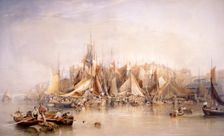 Billingsgate, First Day of Oysters, Early Morning 1843. Artist: Edward Duncan