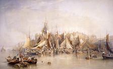 Billingsgate, First Day of Oysters, Early Morning 1843. Artist: Edward Duncan