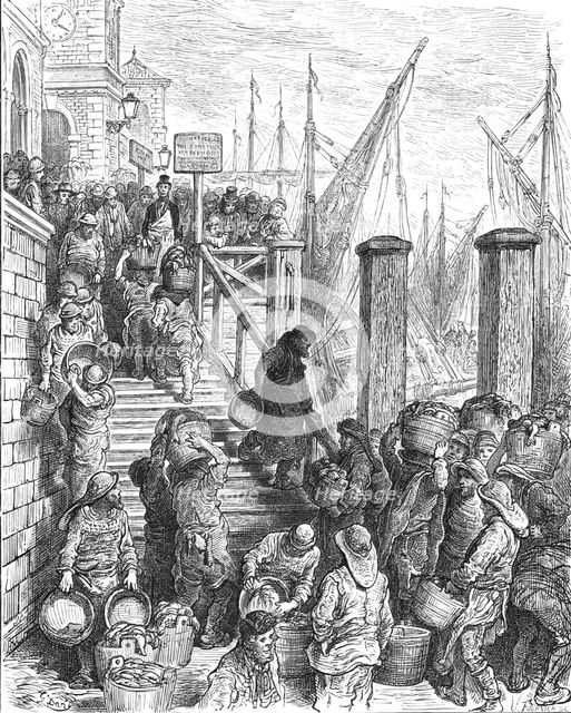 'Billingsgate - Landing the Fish', 1872.  Creator: Gustave Doré.