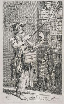 Billposter sticking bills up on a wall, 1815. Artist: John Thomas Smith