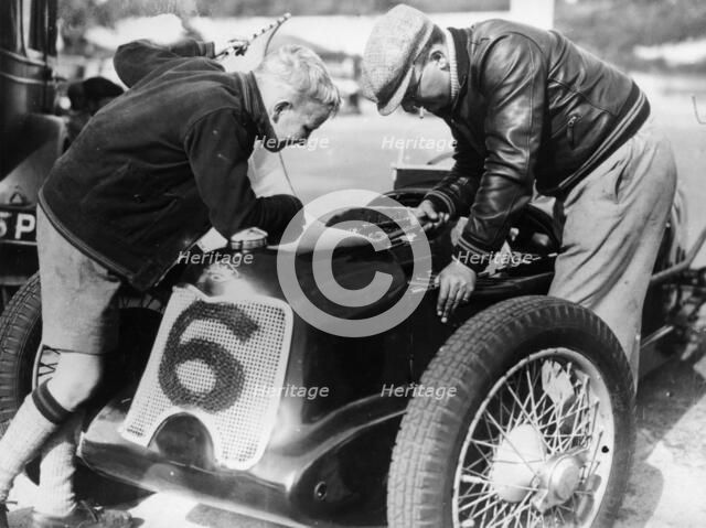 Billy Cotton Senior and Junior with a Riley. Artist: Unknown