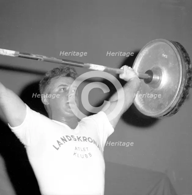 Billy Blixt, weightlifter, Landskrona, Sweden, 1956. Creator: Unknown.