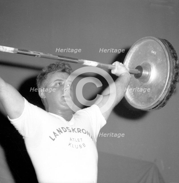 Billy Blixt, weightlifter, Landskrona, Sweden, 1956. Creator: Unknown.