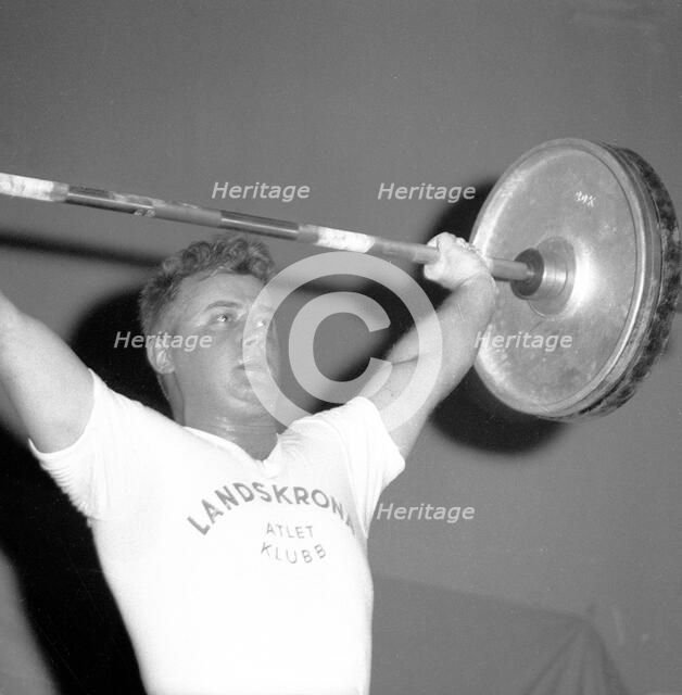 Billy Blixt, weightlifter, Landskrona, Sweden, 1956. Artist: Unknown