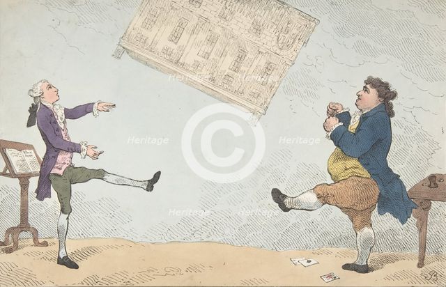 Billy Lackbeard and Charley Blackbeard playing at Football, February 7, 1784., February 7, 1784. Creator: Thomas Rowlandson.