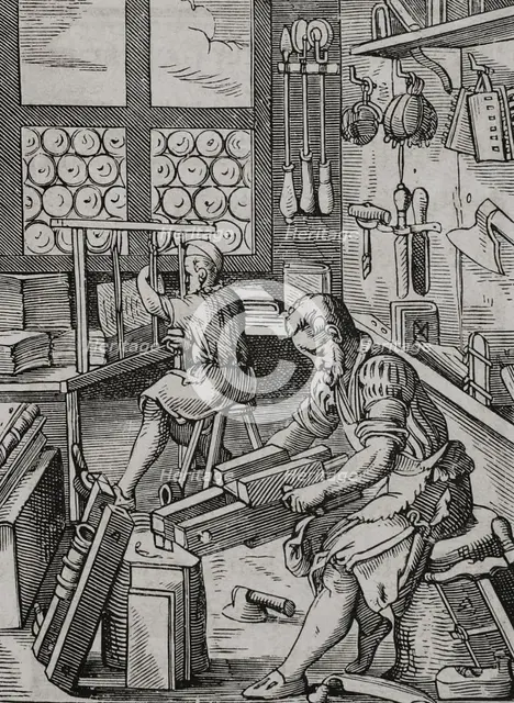 Bindery workshop, 16th century (1877).  Creator: Jost Ammon.
