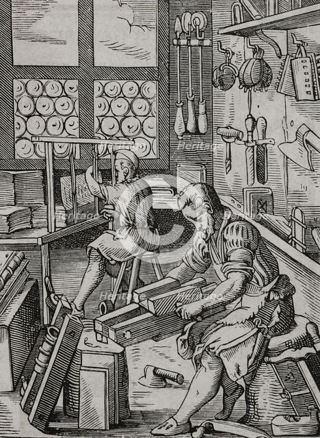 Bindery workshop, 16th century (1877).  Creator: Jost Ammon.