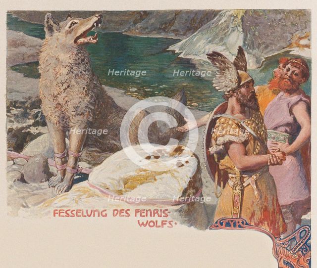 Binding of Fenris. From Valhalla: Gods of the Teutons, c. 1905.