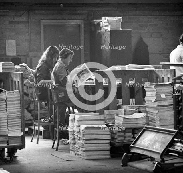 Binding room at the White Rose Press, Mexborough, South Yorkshire, 1968.  Artist: Michael Walters