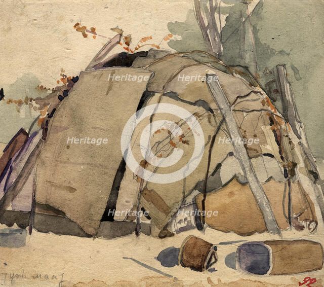 Birch bark yurt. Selkups, 1920. Creator: A. G. Vargin.