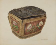 Birch Bark Sewing Basket, 1938. Creator: John Cooke