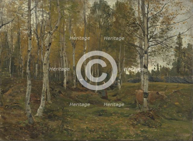 Birch Trees in Autumn, 1880. Creator: Gerhard Munthe.