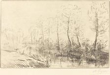 Birch Trees: Water's Edge Seen in Morning Light (Les bouleaux: Bord de l'eau, effet du matin. Creator: Alphonse Legros