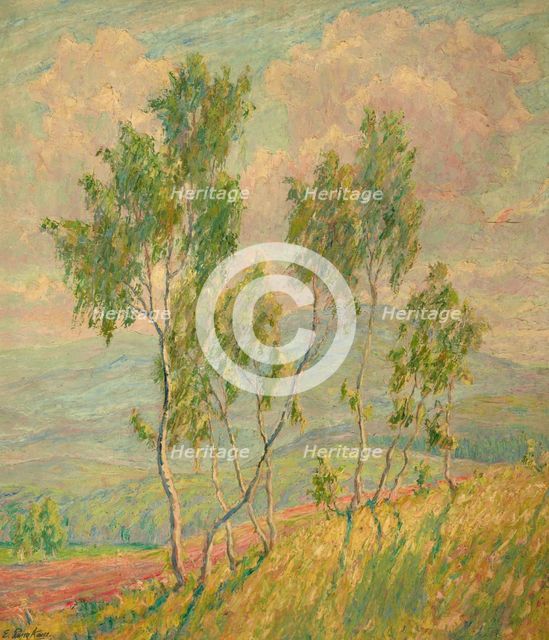 Birches Against Mountains and a Road, 2nd half of 19th century. Creator: Unknown.