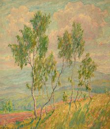 Birches Against Mountains and a Road, 2nd half of 19th century. Creator: Unknown