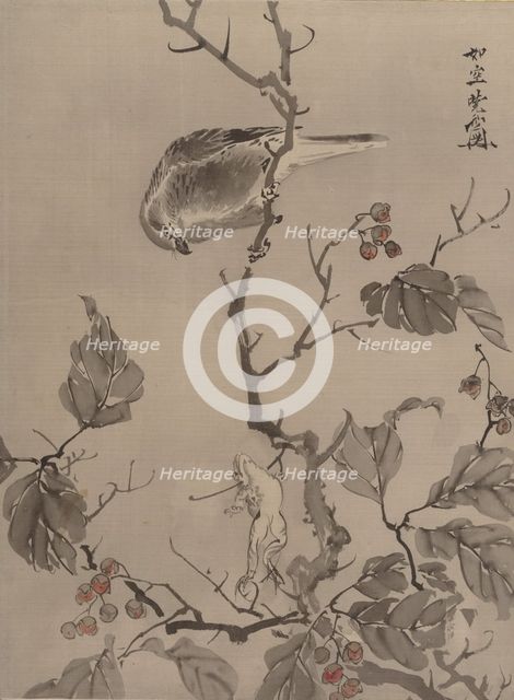 Bird and Frog, ca. 1887. Creator: Kawanabe Kyosai.