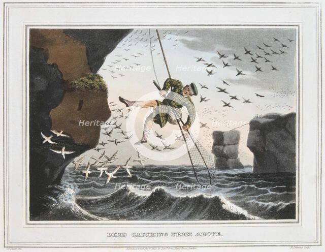 'Bird Catching from Above', Shetland Islands, 1813. Artist: Unknown