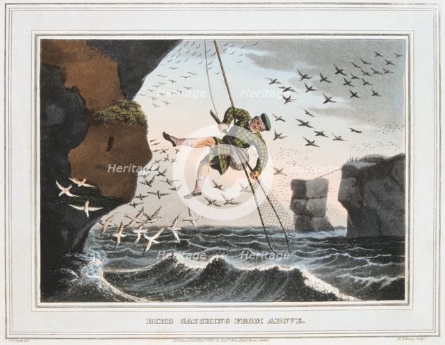 'Bird Catching from Above', Shetland Islands, 1813. Creator: Unknown.