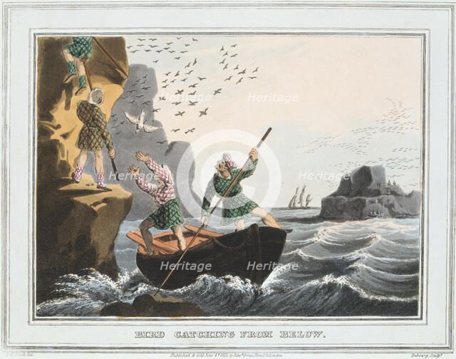 'Bird Catching from Below', Shetland Islands, 1813. Artist: Unknown