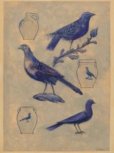 Bird Decorations for Stoneware, 1935/1942. Creator: Charles Caseau