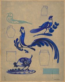 Bird Decorations on Jug, 1935/1942. Creator: Charles Caseau