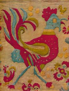 Bird Motif (Cock) from an embroidered valance of Ionian Islands c1640
