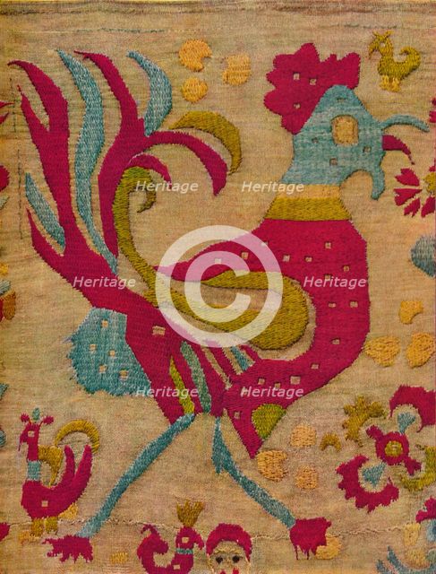 'Bird Motif (Cock) from an embroidered valance of Ionian Islands', c1640. Artist: Unknown.