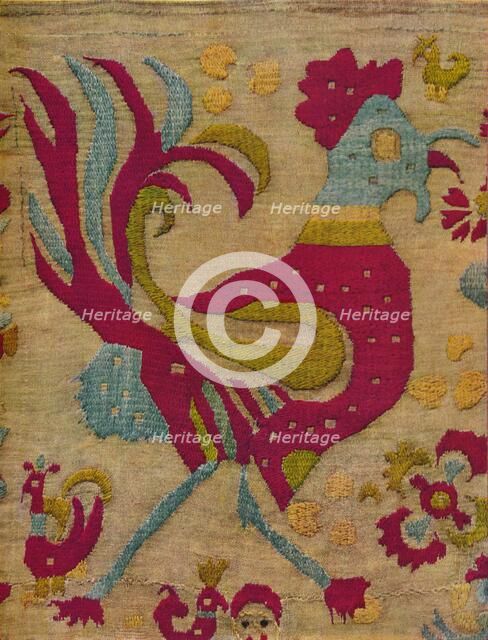 'Bird Motif (Cock) from an embroidered valance of Ionian Islands', c1640. Artist: Unknown.