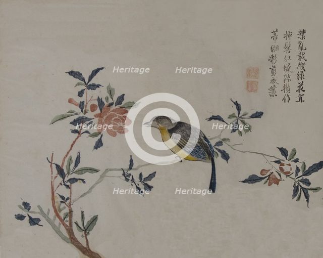 Bird on a Flowering Branch, 19th century. Creator: Unknown.