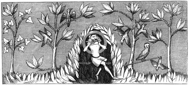 Bird piping, 14th century (1849). Artist: Unknown