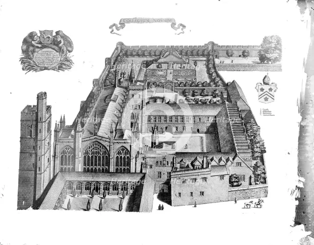 Bird's-eye view of New College, Oxford, Oxfordshire, 1675. Artist: David Loggan