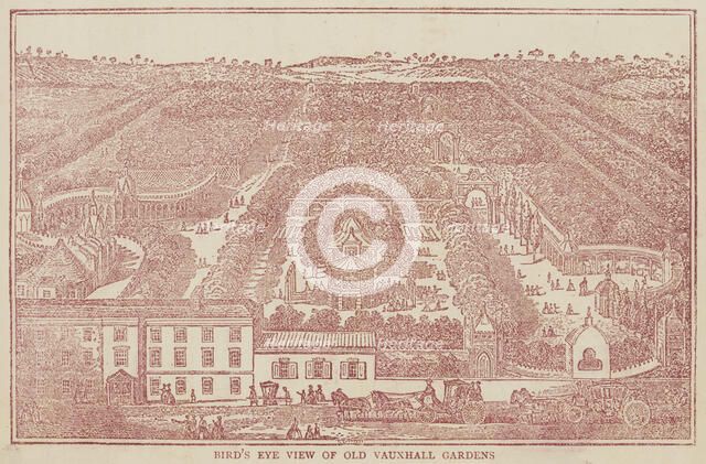 Bird's Eye View of Old Vauxhall Gardens, 1888. Creator: Unknown.