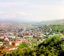 Bird's-eye view of a city, possibly Tiflis (Tbilisi, Georgia), between 1905 and 1915. Creator: Sergey Mikhaylovich Prokudin-Gorsky