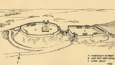 Bird's Eye View of Castle Hedingham, Essex (Partial Reconstruction.) (1931). Artist: Charles Henry Bourne Quennell