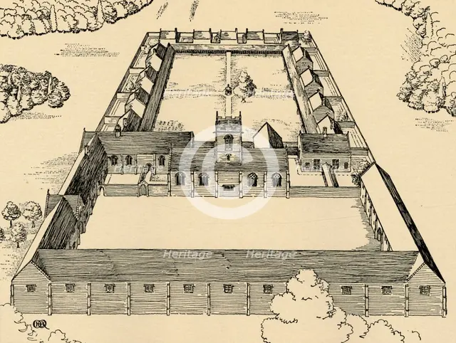 'Bird's-eye view of Carthusian Monastery', (1931). Artist: Charles Henry Bourne Quennell.