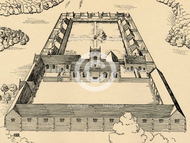 'Bird's-eye view of Carthusian Monastery', (1931). Artist: Charles Henry Bourne Quennell.