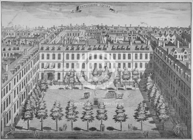 Bird's-eye view of Devonshire Square, City of London, 1740.                                          Artist: Sutton Nicholls