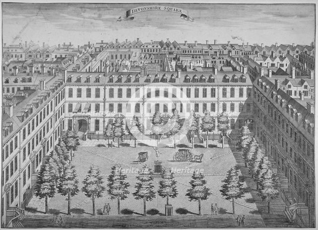 Bird's-eye view of Devonshire Square, City of London, 1740.                                          Artist: Sutton Nicholls