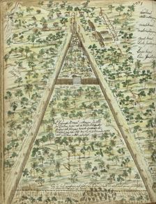 Bird's eye view of elephant corral, 1785. Creator: Jan Brandes