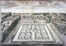 Bird's-eye view of Leicester Square, Westminster, London, c1750. Artist: Sutton Nicholls